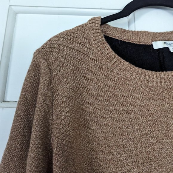 Madewell Colorblock Sweater with Zip-back Tan and Black Size L - Picture 3 of 15